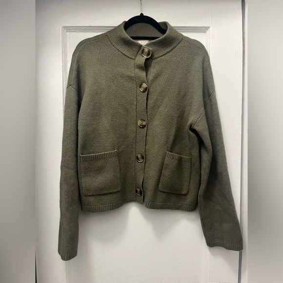 LOFT Ribbed Mock Neck Sweater Jacket - Picture 3 of 6